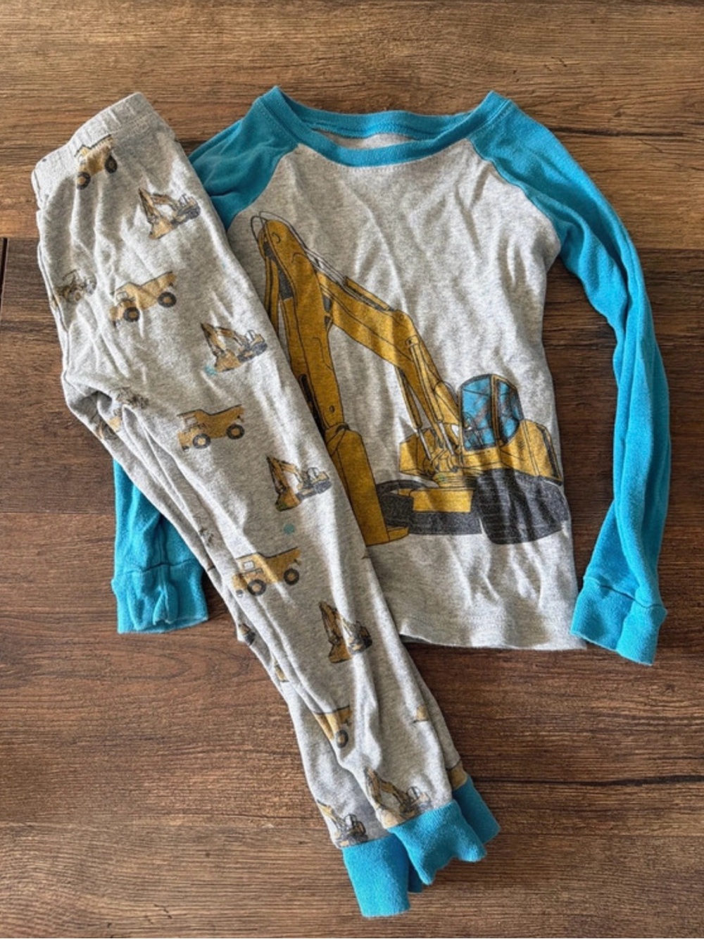 Carter's Gray & Blue Excavator Construction Pajama Set